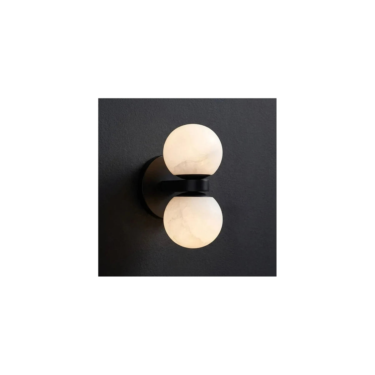 AuraSphere Double Alabaster Vanity Sconce light fixture by AUVIELIGHT, ∅ 3.9″ x H 9.9″ / White & Black and 1 other sizes