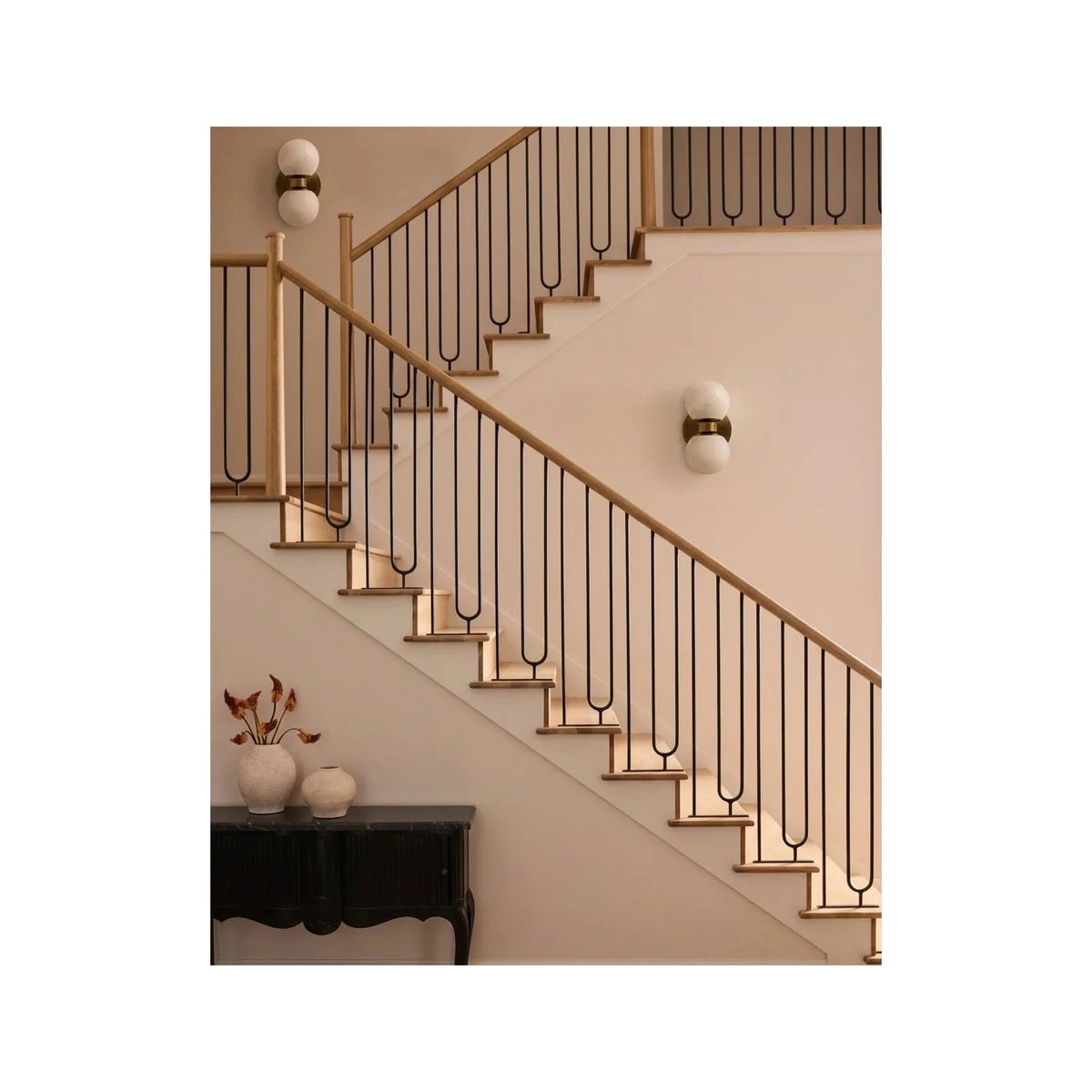 AuraSphere Double Alabaster Vanity Sconce light fixture by AUVIELIGHT