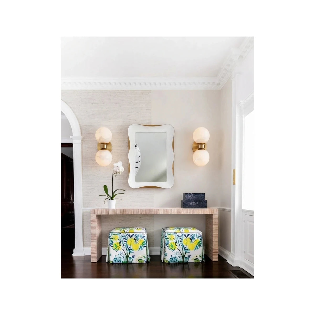 AuraSphere Double Alabaster Vanity Sconce light fixture by AUVIELIGHT