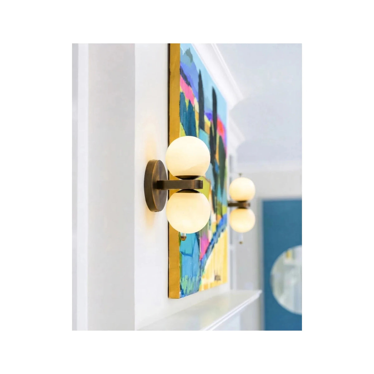 AuraSphere Double Alabaster Vanity Sconce light fixture by AUVIELIGHT