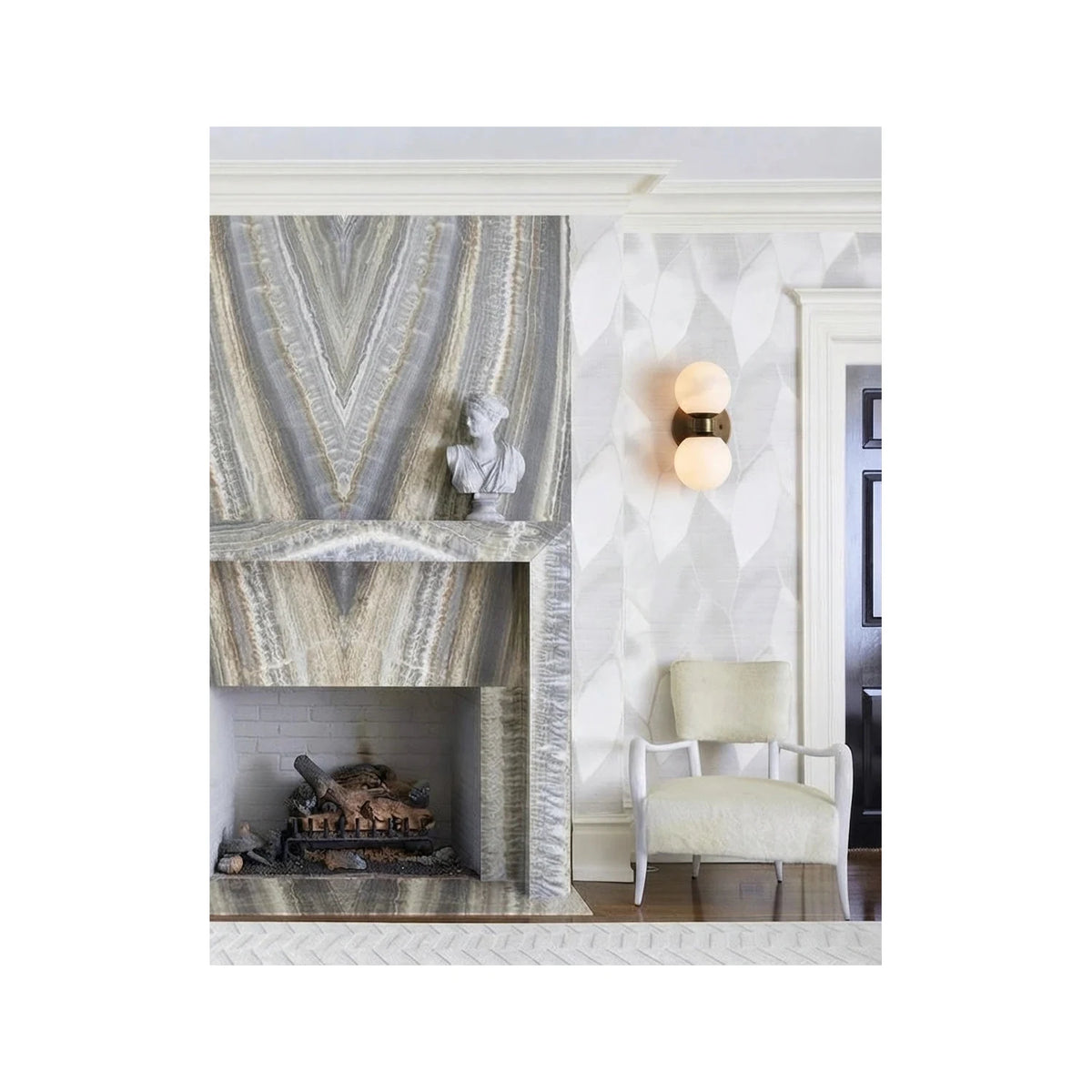 AuraSphere Double Alabaster Vanity Sconce light fixture by AUVIELIGHT