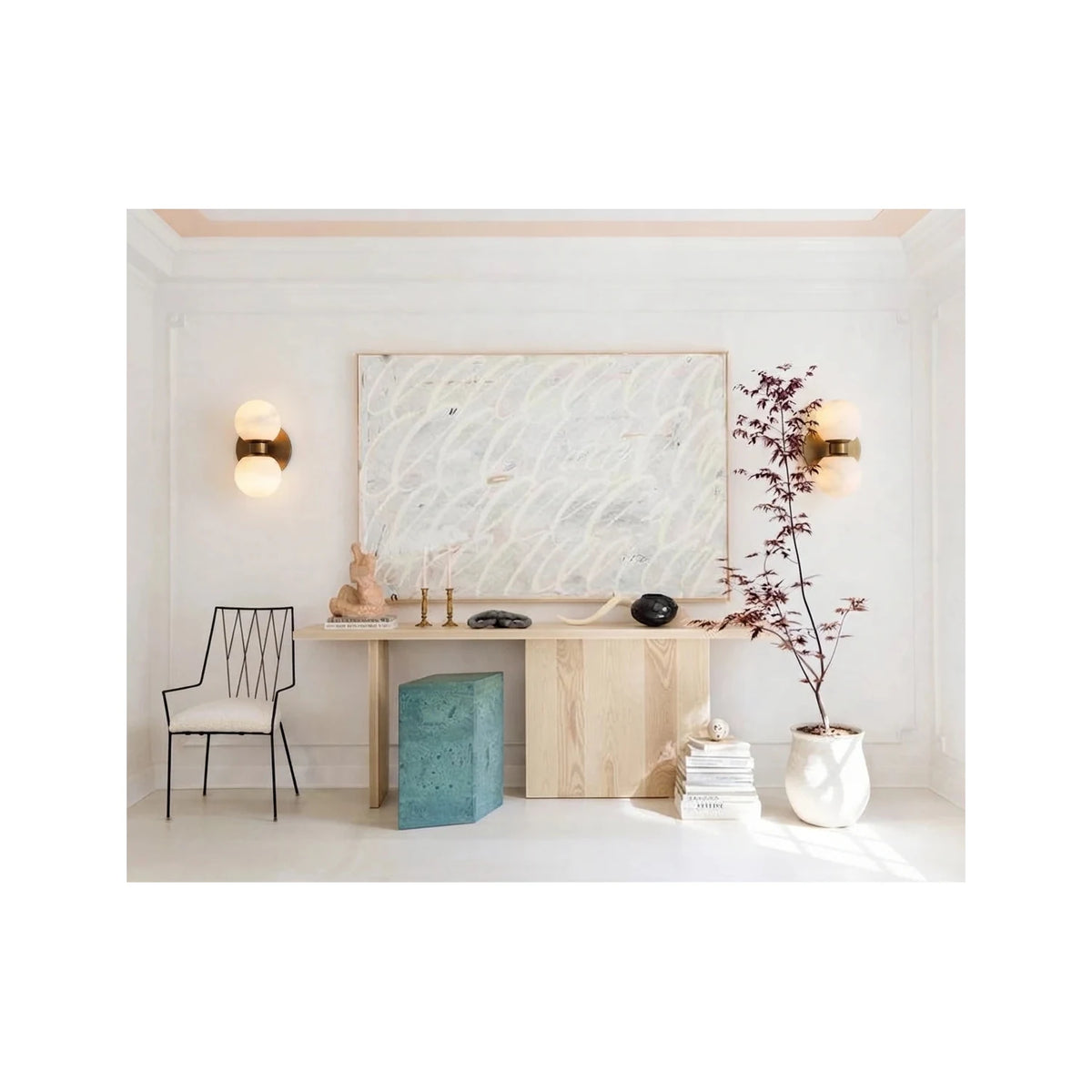 AuraSphere Double Alabaster Vanity Sconce light fixture by AUVIELIGHT