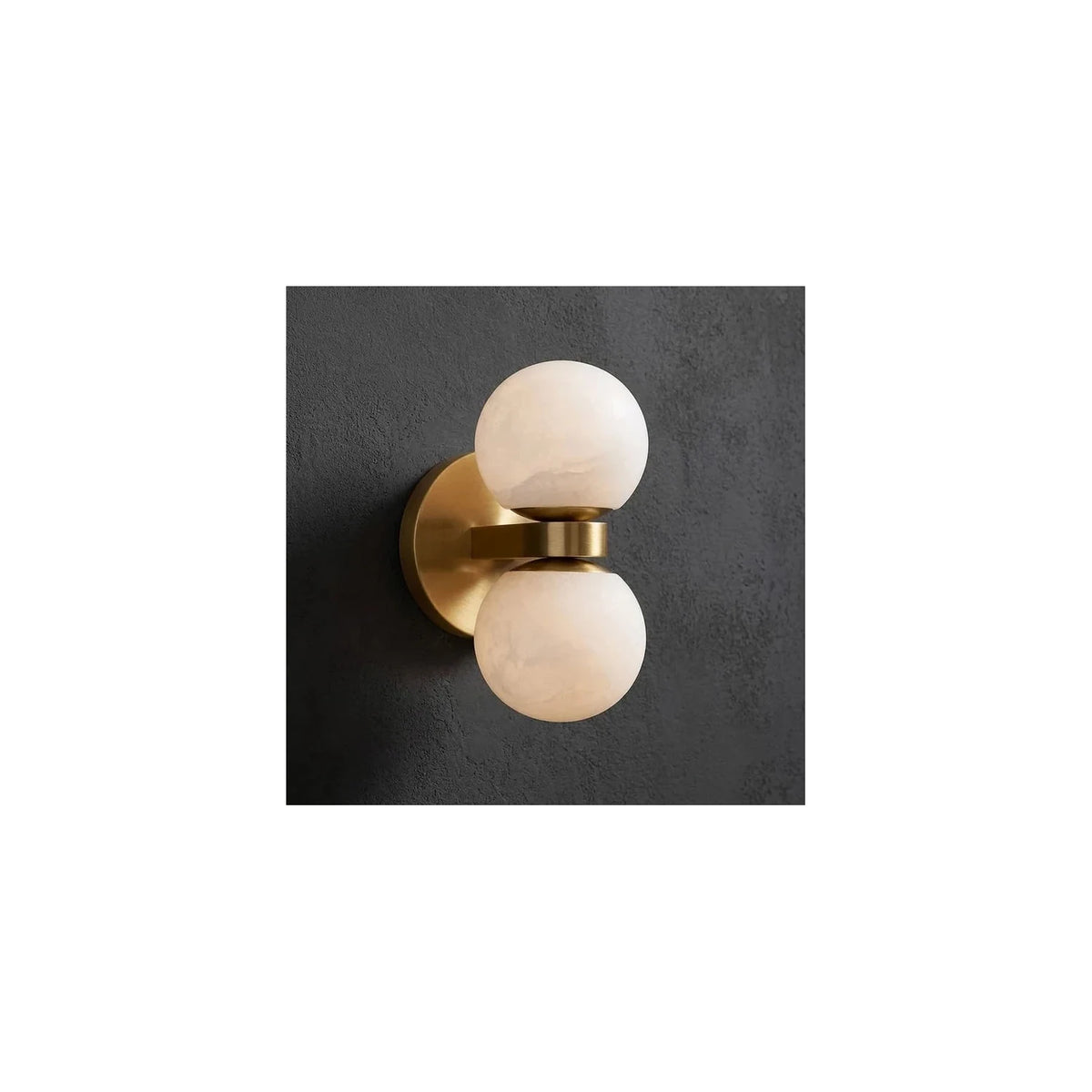 AuraSphere Double Alabaster Vanity Sconce light fixture by AUVIELIGHT, ∅ 3.9″ x H 9.9″ / White & Natural Brass and 1 other sizes
