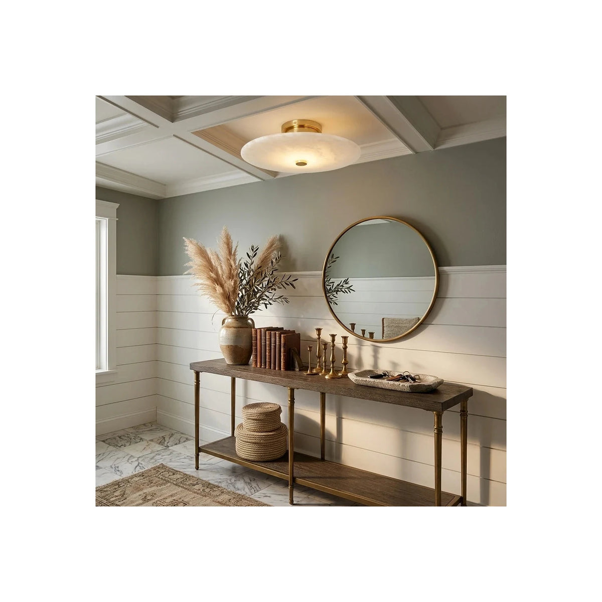 AuraStone Alabaster Flush Mount Light by AUVIELIGHT