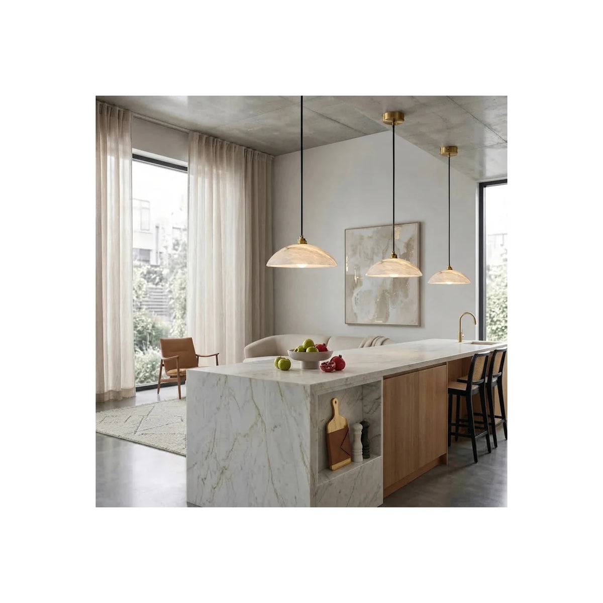 AuraStone Alabaster Island Pendant Light by AUVIELIGHT