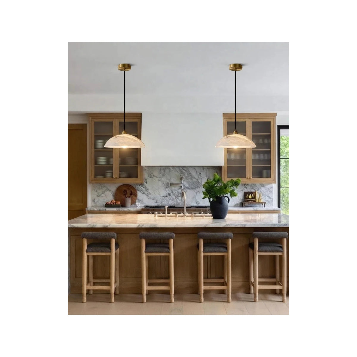 AuraStone Alabaster Island Pendant Light by AUVIELIGHT
