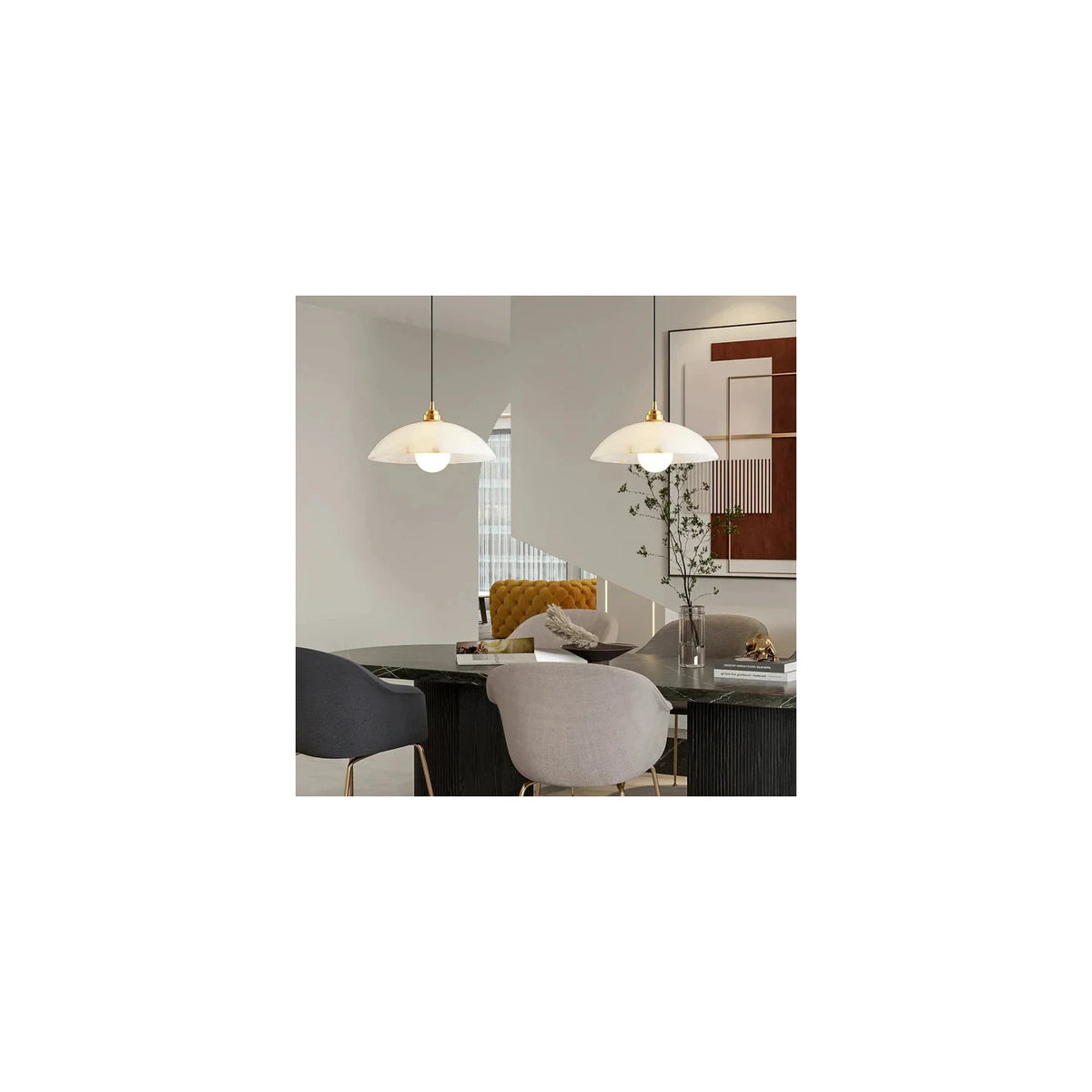 AuraStone Alabaster Island Pendant Light by AUVIELIGHT