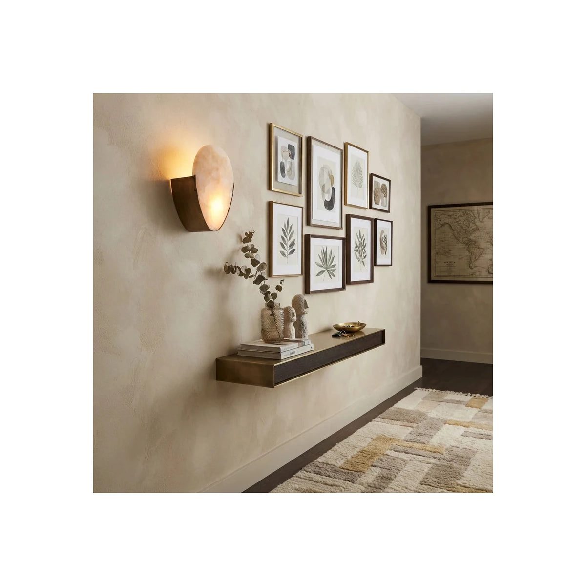 AuraStone Oval Alabaster Wall Sconce light fixture by AUVIELIGHT