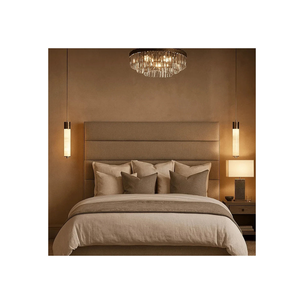 Aurelia Brass Alabaster Pendant light fixture by AUVIELIGHT