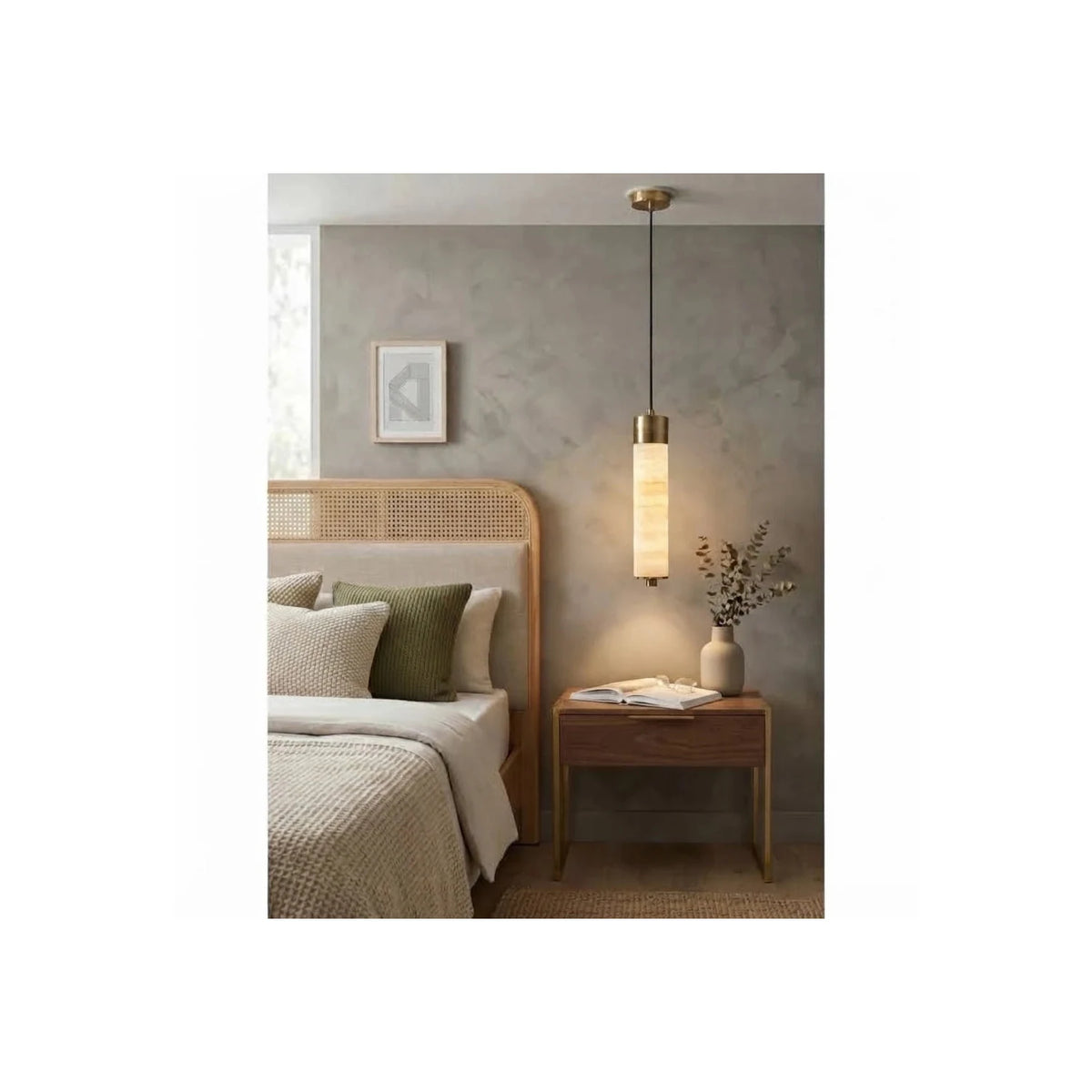 Aurelia Brass Alabaster Pendant light fixture by AUVIELIGHT