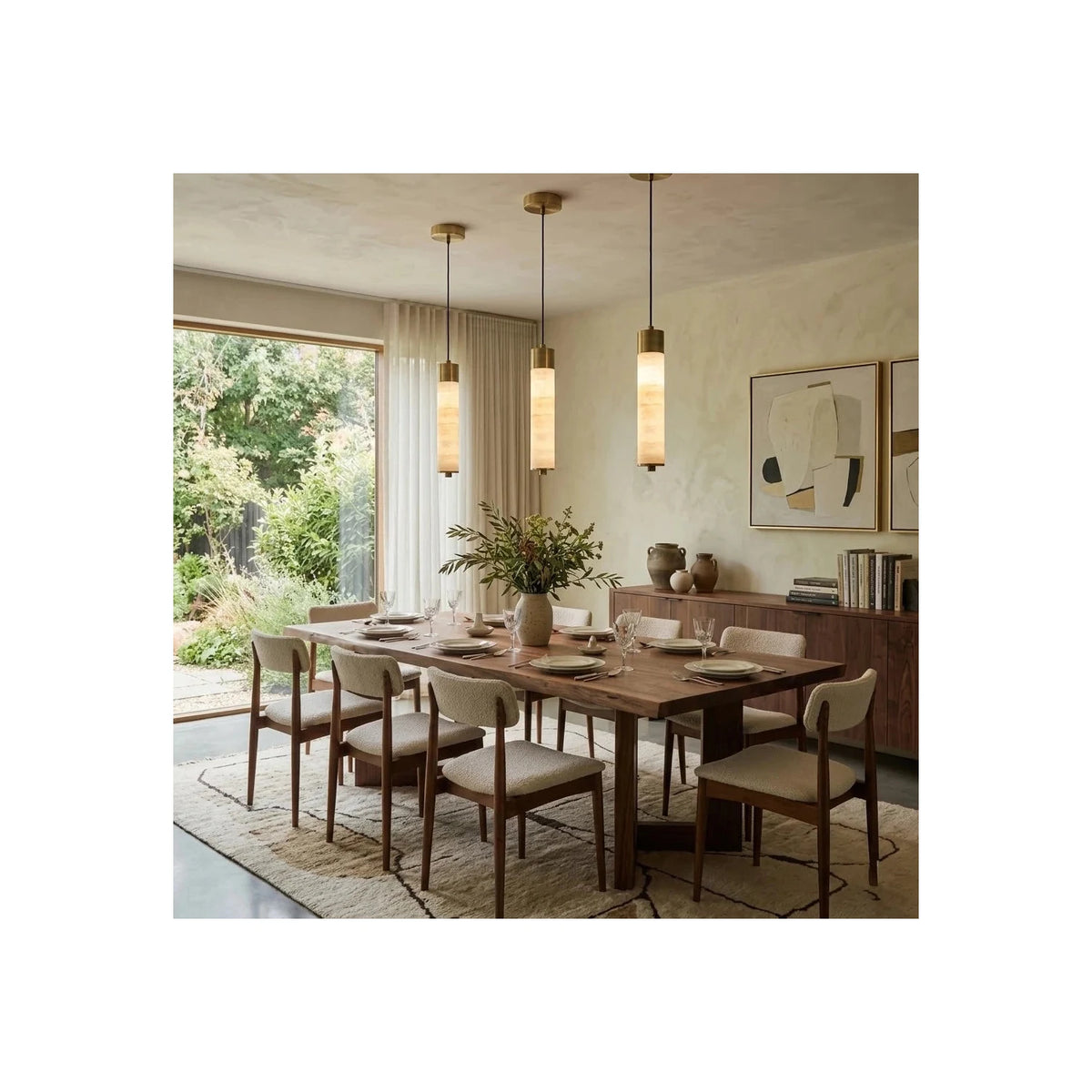 Aurelia Brass Alabaster Pendant light fixture by AUVIELIGHT