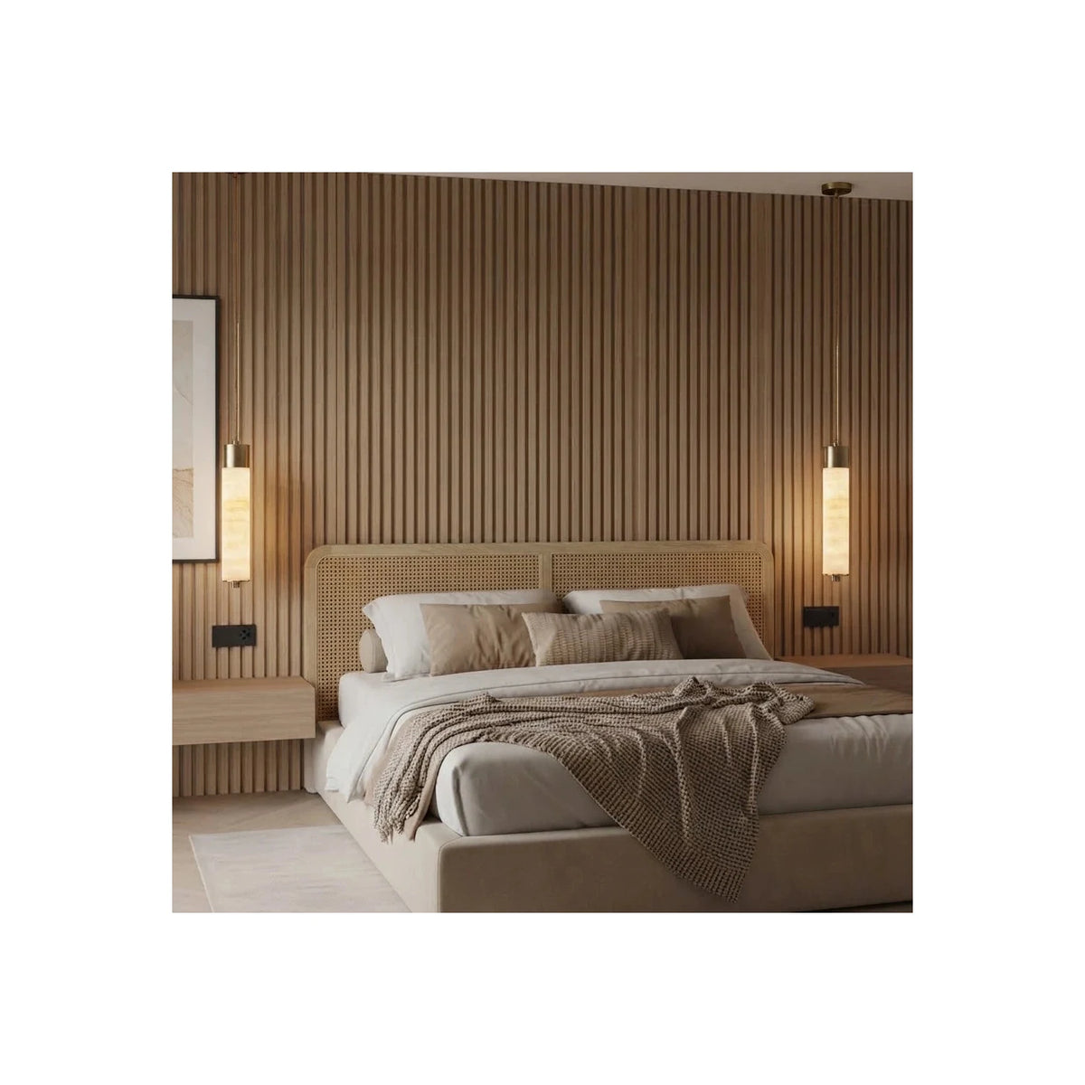 Aurelia Brass Alabaster Pendant light fixture by AUVIELIGHT