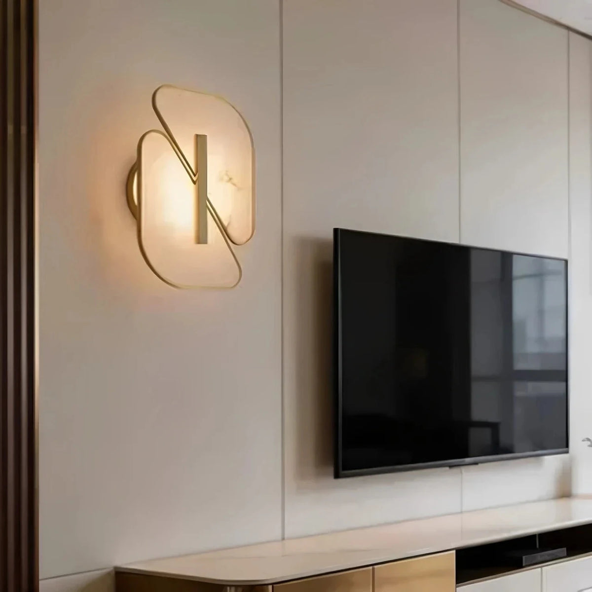 Backlit Curved Wall Sconce in alabaster for Hallway light fixture by AUVIELIGHT