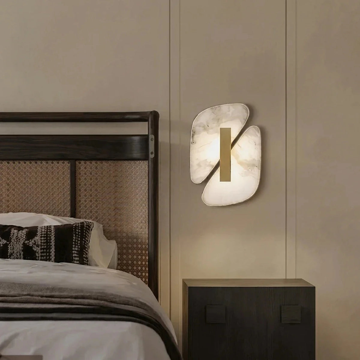 Backlit Curved Wall Sconce in alabaster for Hallway light fixture by AUVIELIGHT