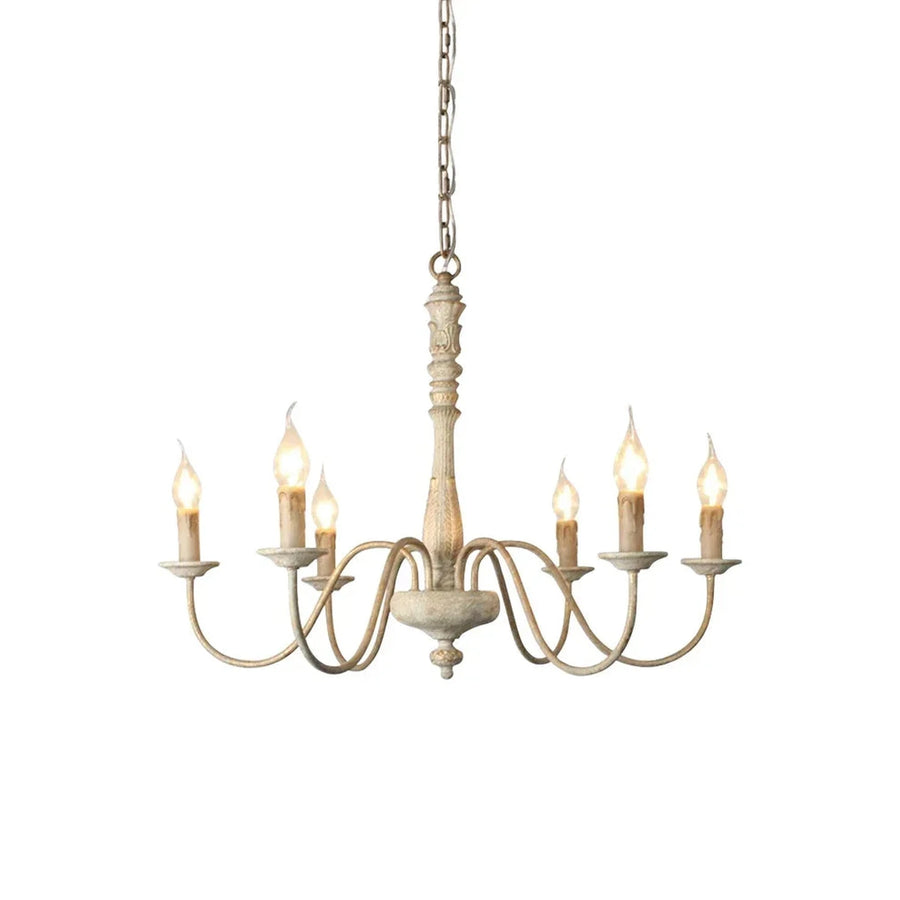 Baroque Distressed Candle Pendant Light for Kitchen Island by AUVIELIGHT, 6 heads D 70cm x H 50cm / ∅ 27.6″ x H 19.7″ / Old whtie / Without