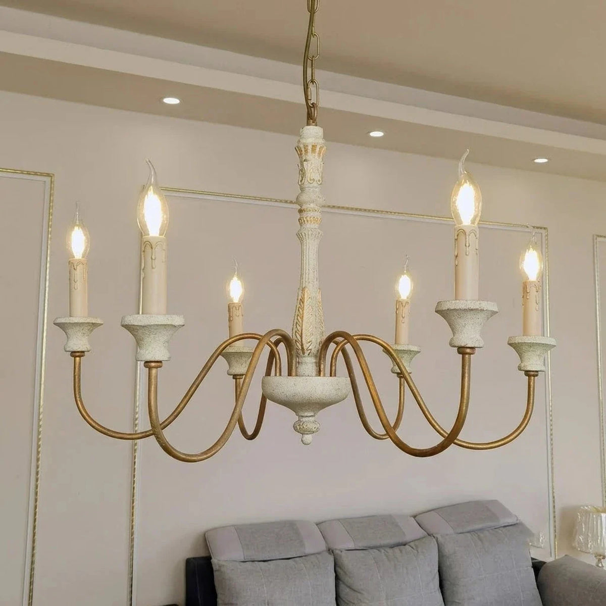 Baroque Distressed Candle Pendant Light for Kitchen Island by AUVIELIGHT