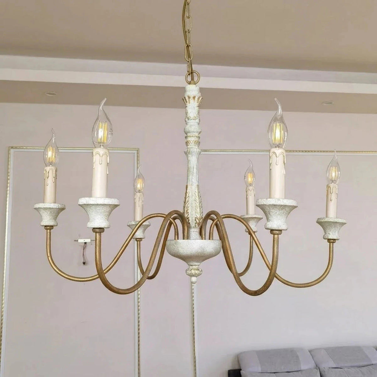 Baroque Distressed Candle Pendant Light for Kitchen Island by AUVIELIGHT