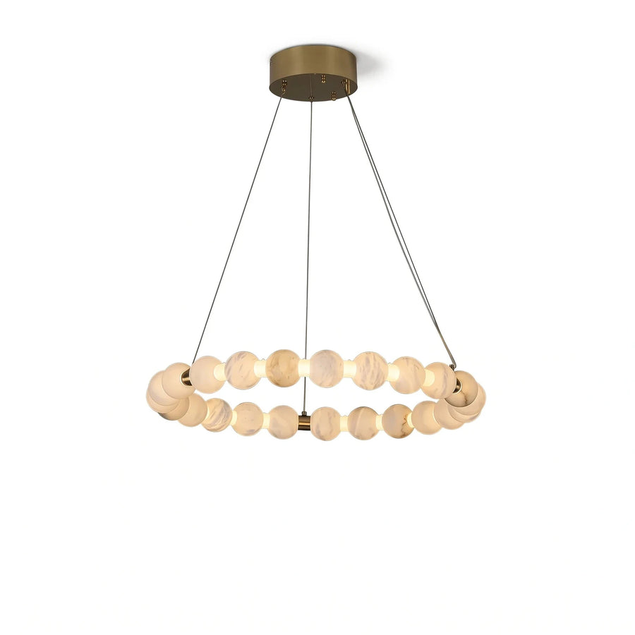 Bead Ring Chandelier in alabaster for Dining Room light fixture by AUVIELIGHT