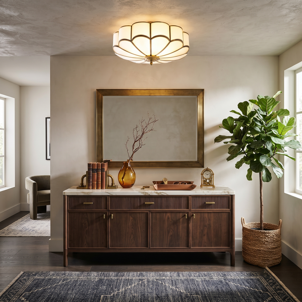 Bloom Scalloped Flush Mount for Low Ceilings light fixture by AUVIELIGHT