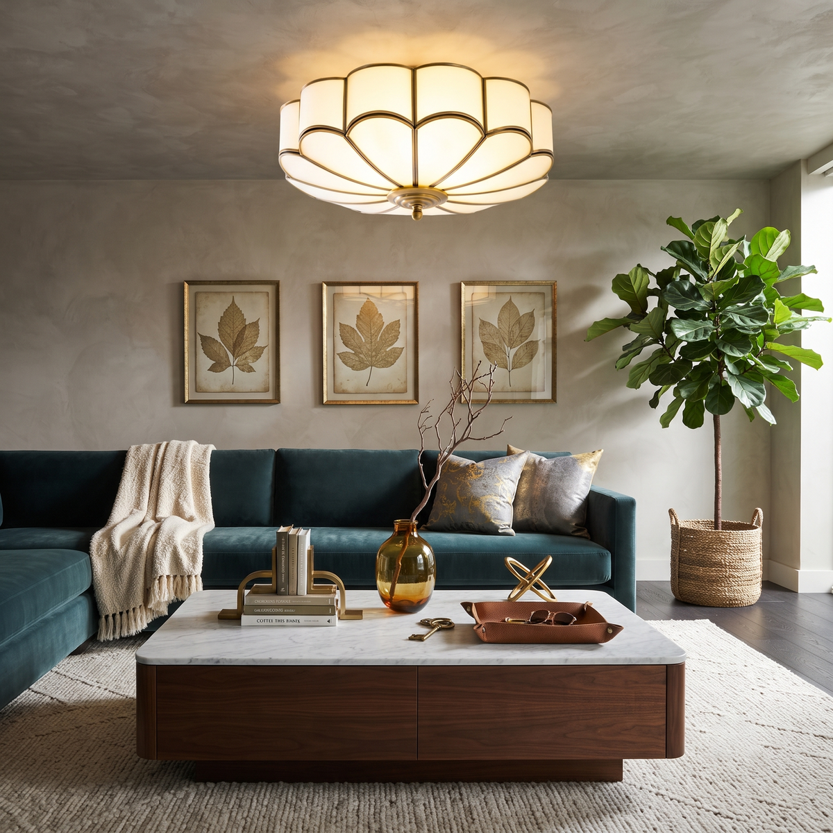 Bloom Scalloped Flush Mount for Low Ceilings light fixture by AUVIELIGHT