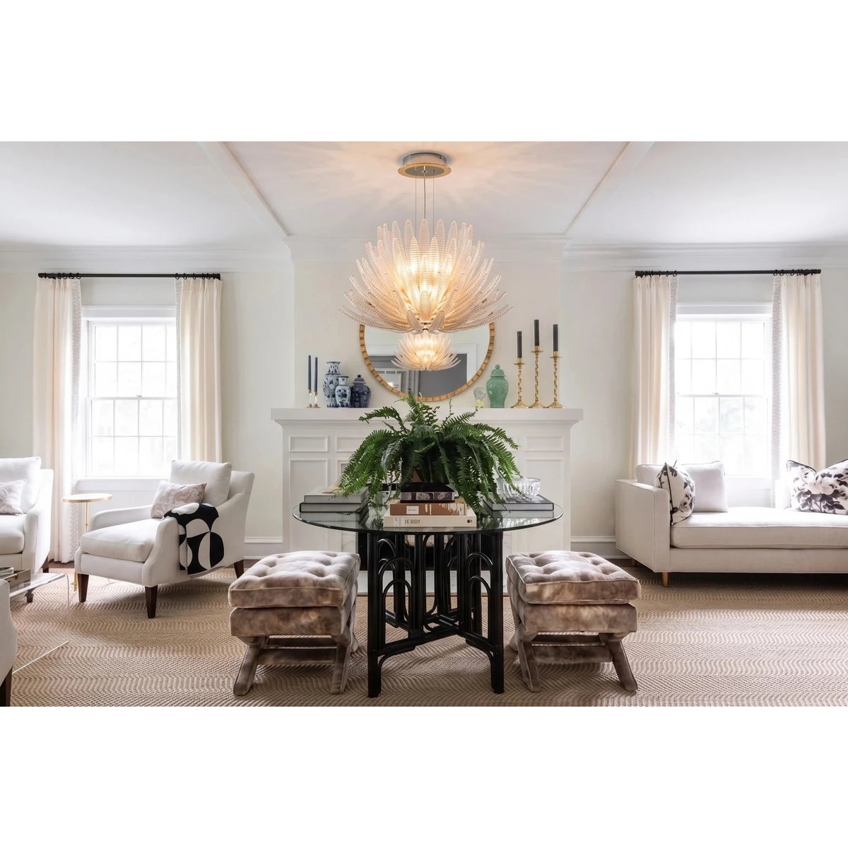 Blooming Lotus Chandelier in glass for Dining Room by AUVIELIGHT