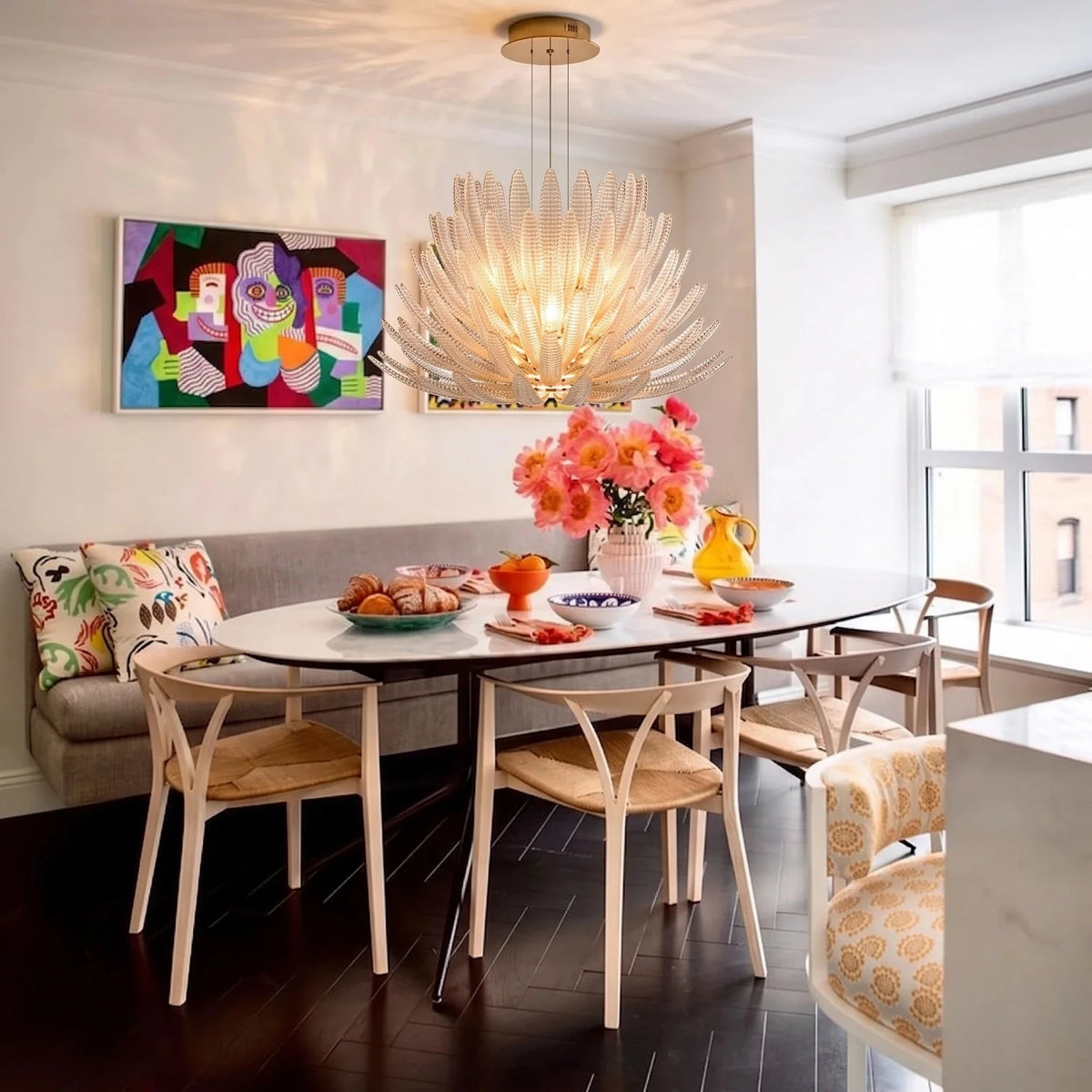 Blooming Lotus Chandelier in glass for Dining Room by AUVIELIGHT