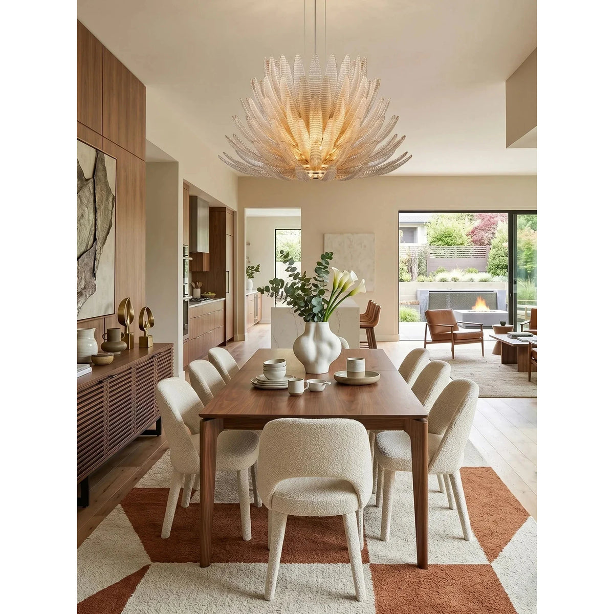Blooming Lotus Chandelier in glass for Dining Room by AUVIELIGHT