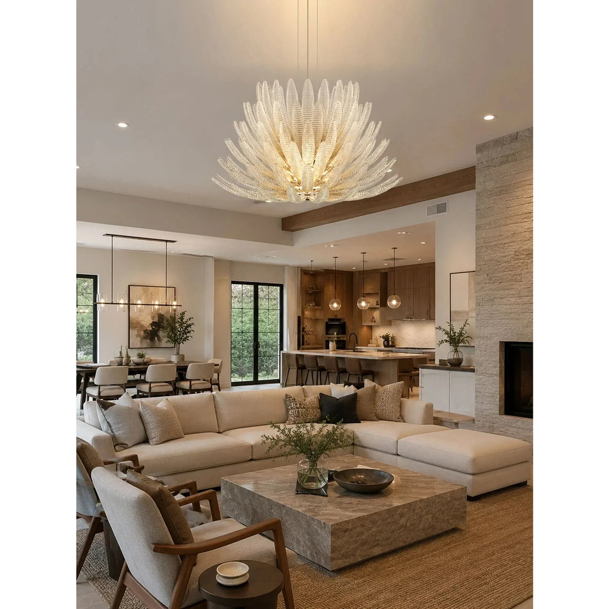 Blooming Lotus Chandelier in glass for Dining Room by AUVIELIGHT