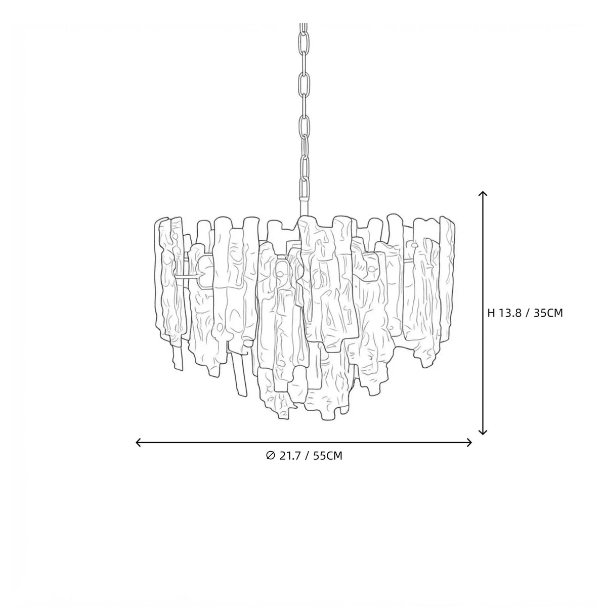 Brutalist Chandelier in amber ice glass for Dining Room by AUVIELIGHT