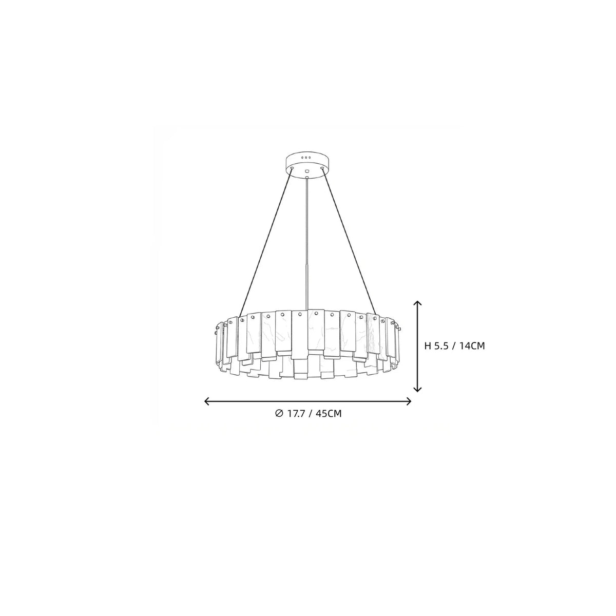 Cable-Hung Ring Chandelier in alabaster for Dining Room light fixture by AUVIELIGHT