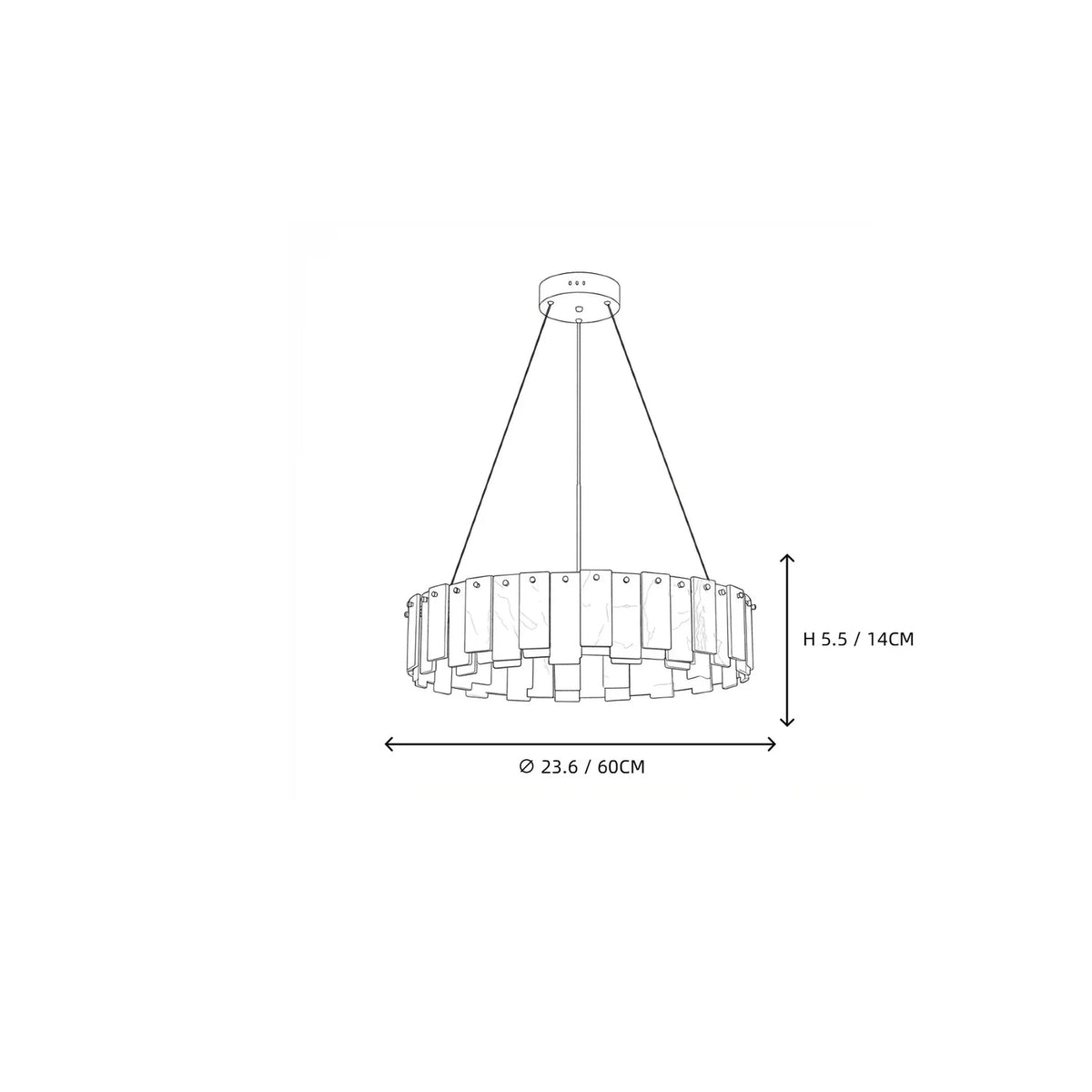 Cable-Hung Ring Chandelier in alabaster for Dining Room light fixture by AUVIELIGHT