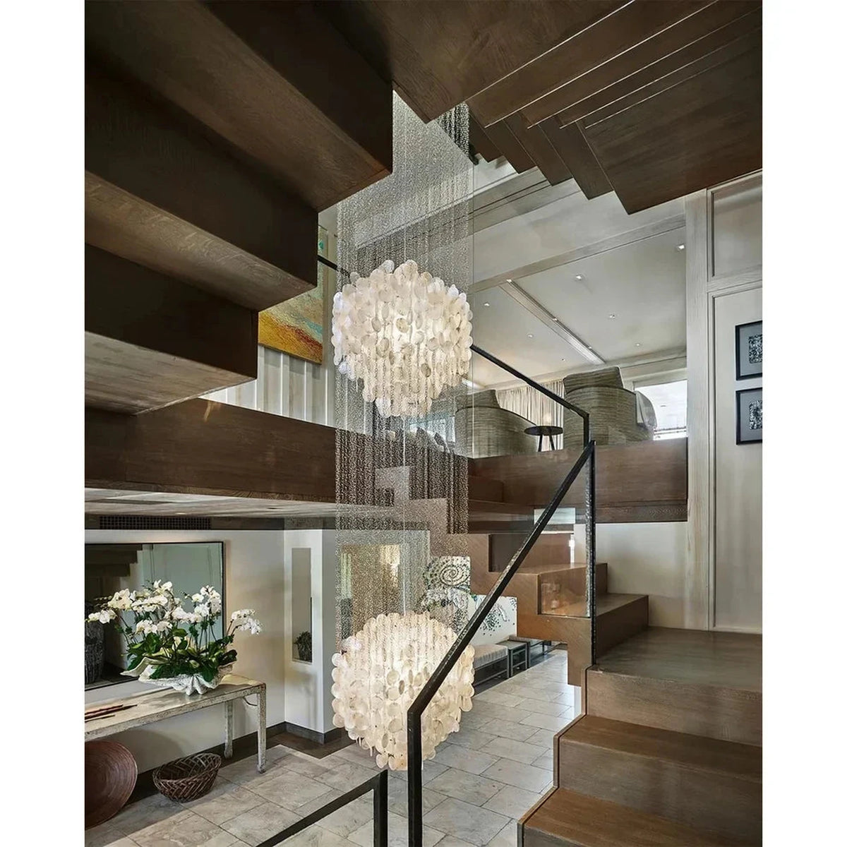 Capiz Shell Flush Mount for Low Ceilings light fixture by AUVIELIGHT