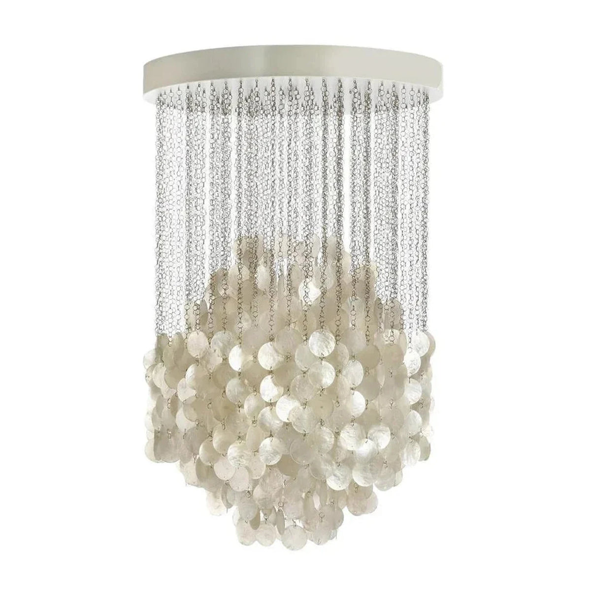 Capiz Shell Flush Mount for Low Ceilings light fixture by AUVIELIGHT, Single Layer: D 60cm x H 166cm / ∅ 23.6″ x H 65.4″ / White