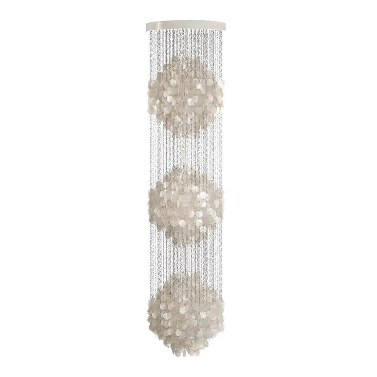 Capiz Shell Flush Mount for Low Ceilings light fixture by AUVIELIGHT, Three Layers: D 60cm x H 289cm / ∅ 23.6″ x H 113.8″ / White