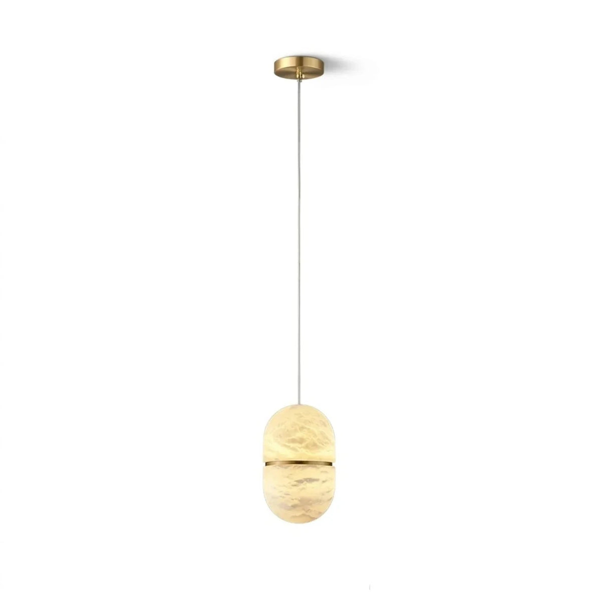 Capsule Pendant Light in alabaster for Kitchen Island by AUVIELIGHT, Dia 14cm x H 26cm / ∅ 5.5″ x H 10.3″ / White and 1 other sizes
