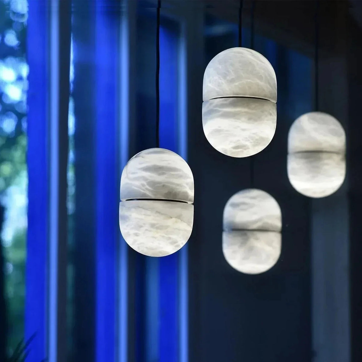 Capsule Pendant Light in alabaster for Kitchen Island by AUVIELIGHT