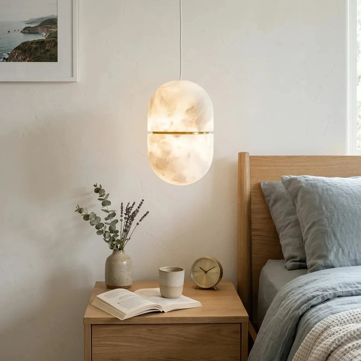 Capsule Pendant Light in alabaster for Kitchen Island by AUVIELIGHT