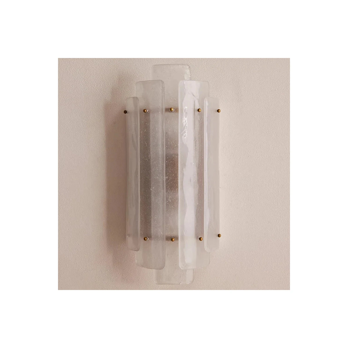 Cascade Art Glass Wall Sconce light fixture by AUVIELIGHT, L 7.9″ × W 5.6″ × H 17.8″ / White Bubble Glass & Gold