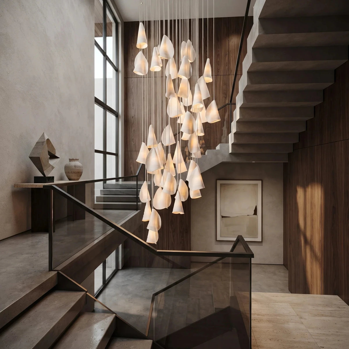 Cascade Petal Chandelier in porcelain for Dining Room light fixture by AUVIELIGHT