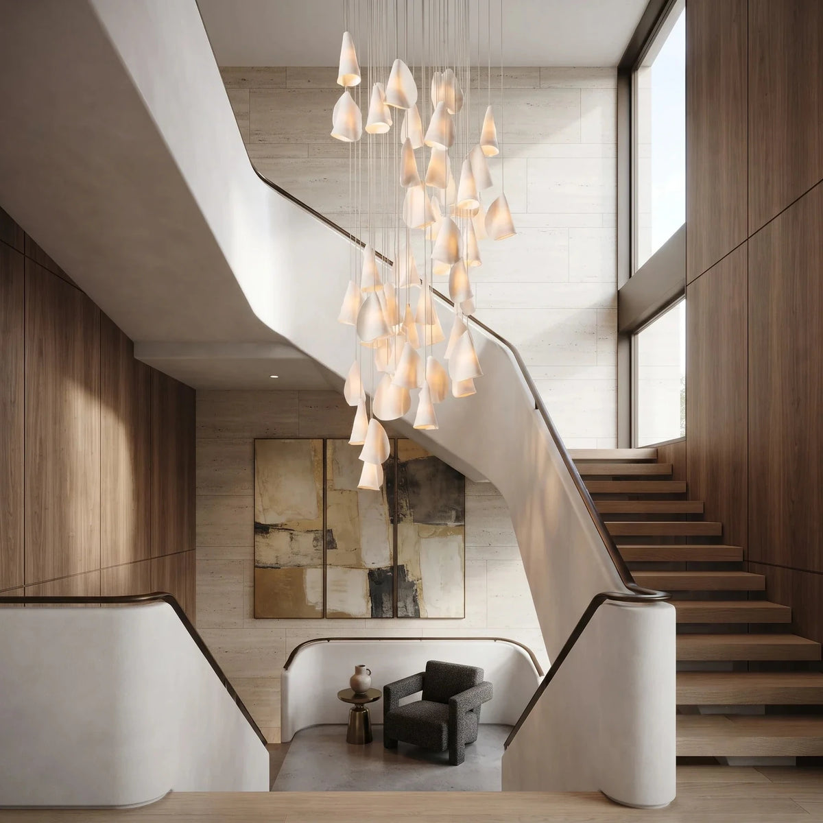 Cascade Petal Chandelier in porcelain for Dining Room light fixture by AUVIELIGHT