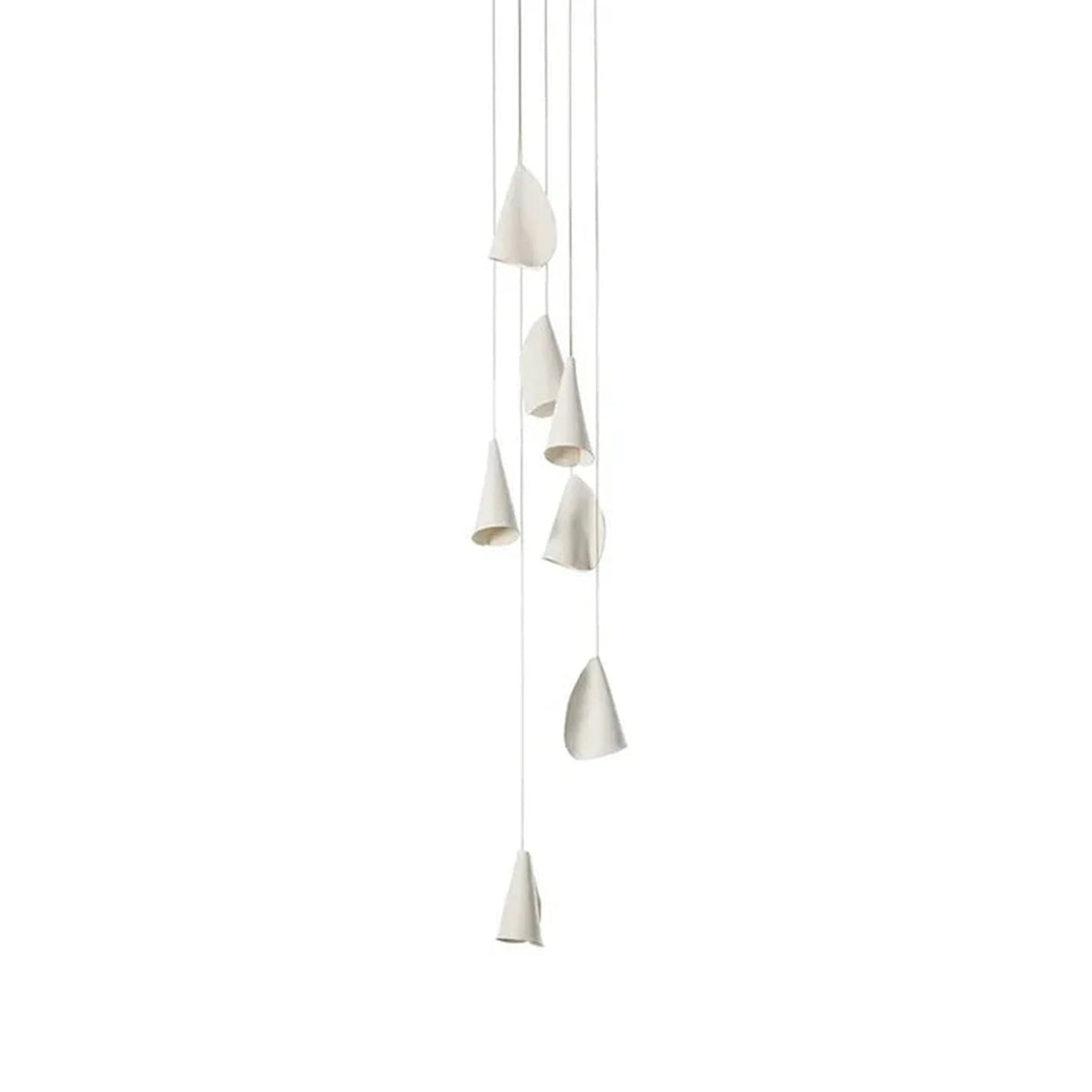 Cascade Petal Chandelier in porcelain for Dining Room light fixture by AUVIELIGHT, 7 heads Rouny canopy : D 20cm x H 250cm / ∅ 7.9″ x H 98.4″ /