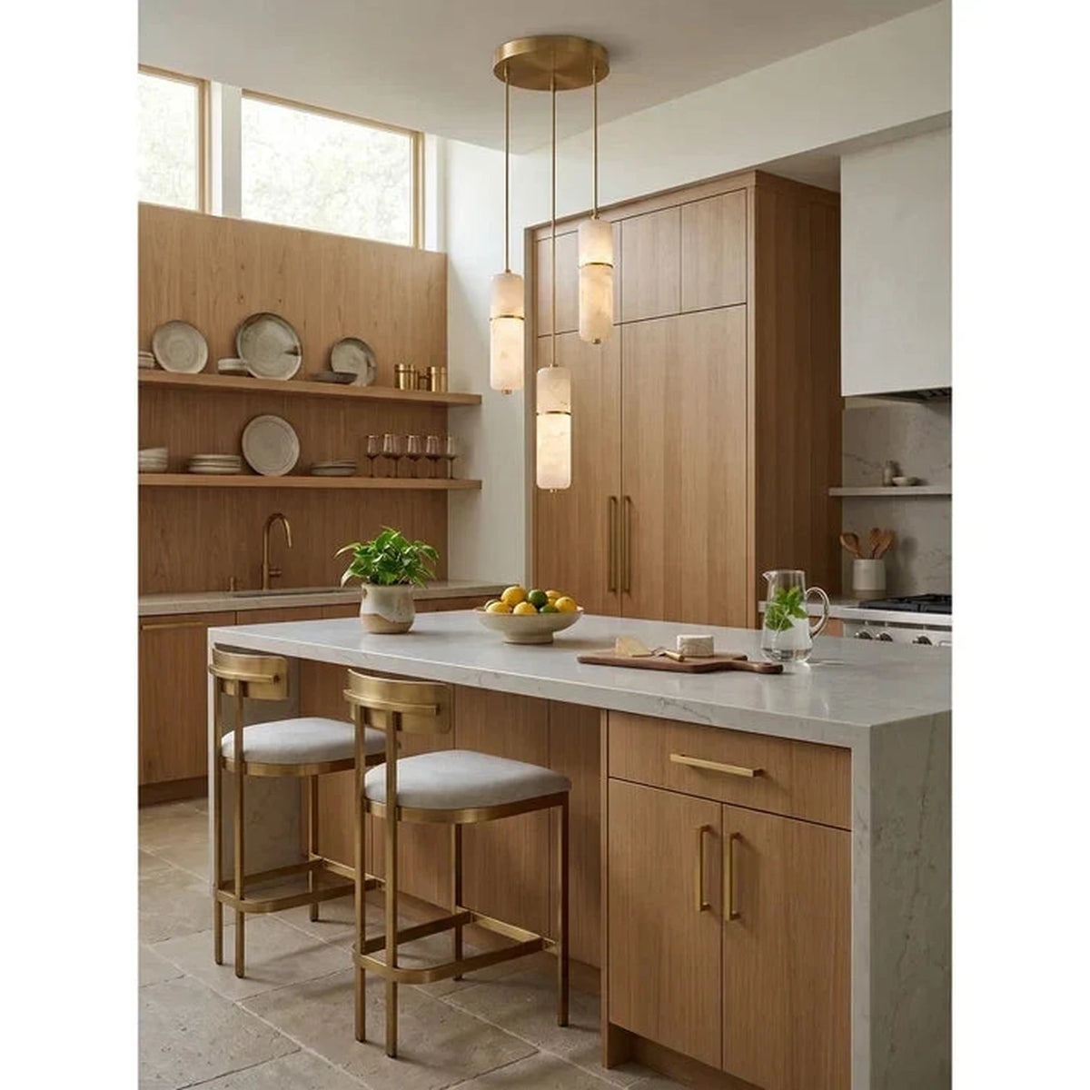 Cascading Cylinder Chandelier in alabaster for Dining Room light fixture by AUVIELIGHT