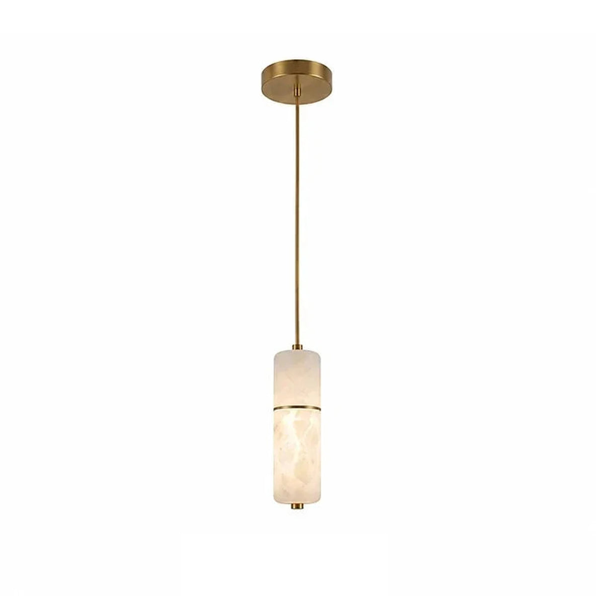 Cascading Cylinder Chandelier in alabaster for Dining Room light fixture by AUVIELIGHT, 1 head D 7cm x H 25cm / ∅ 2.8″ x H 9.8″ / Brass & White