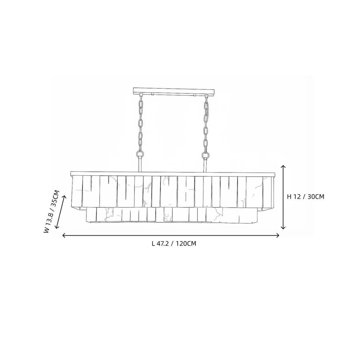 Cascading Linear Chandelier in alabaster for Dining Room light fixture by AUVIELIGHT