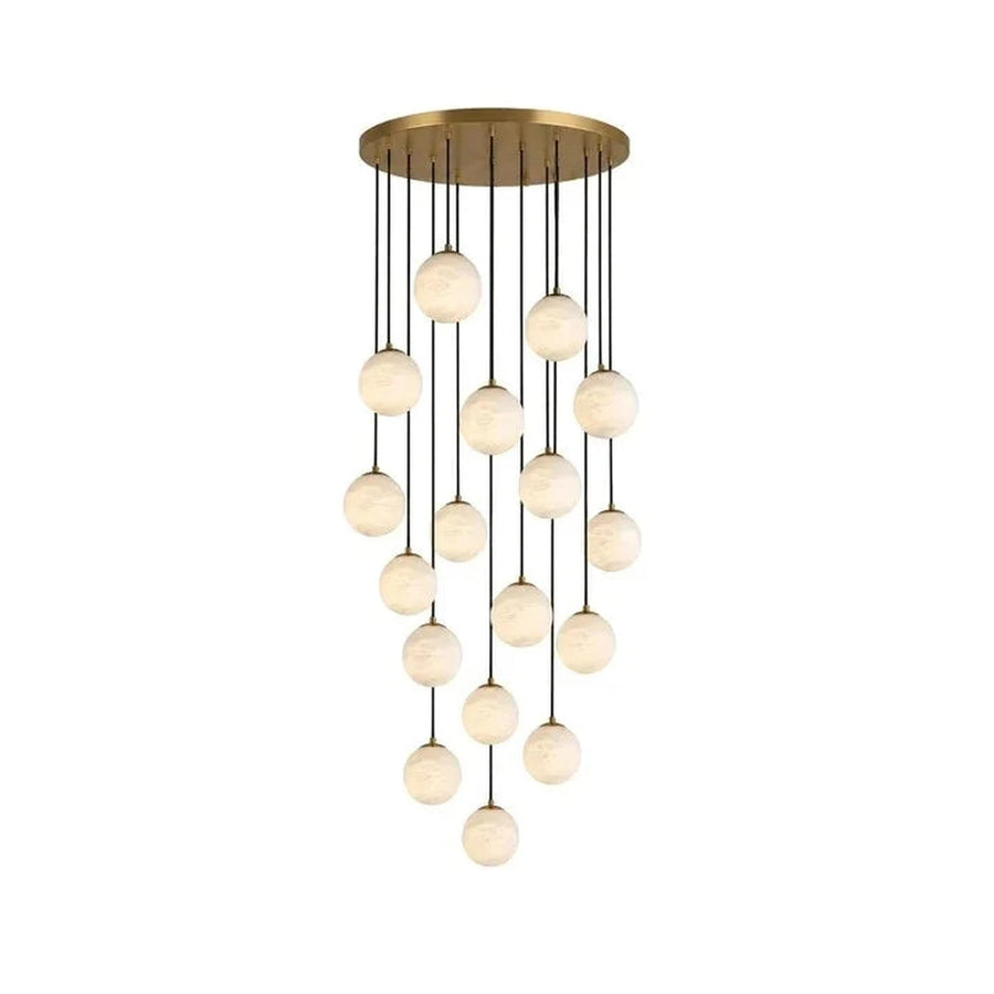 Cascading Orb Light in alabaster for Living Room by AUVIELIGHT
