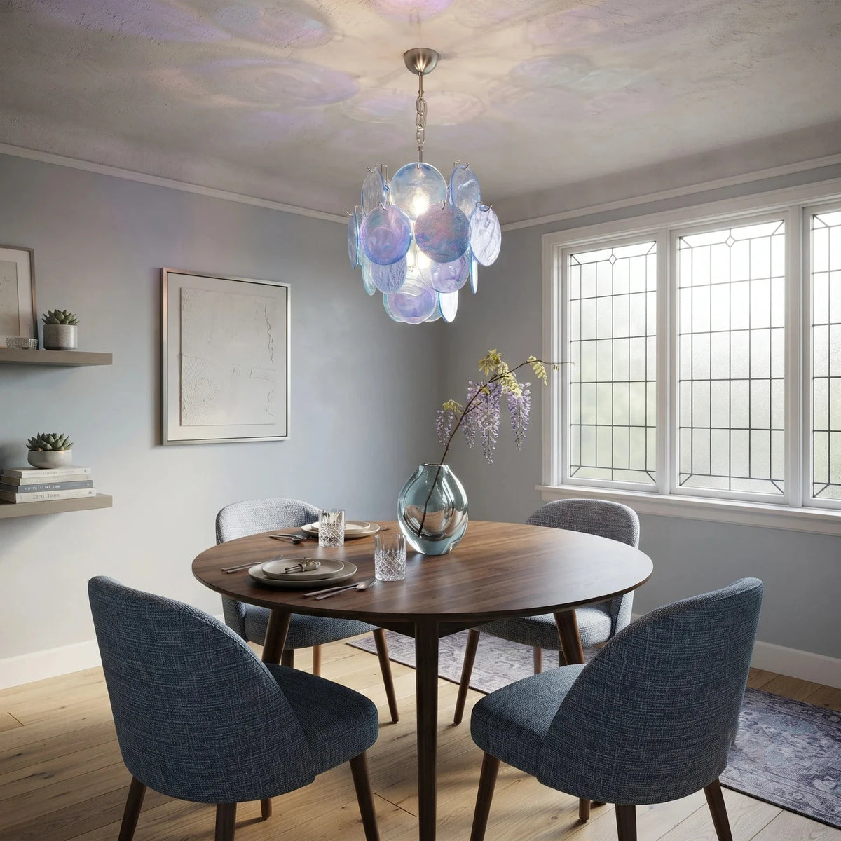 Celestial Disc Pendant Light in blue glass for Kitchen Island by AUVIELIGHT