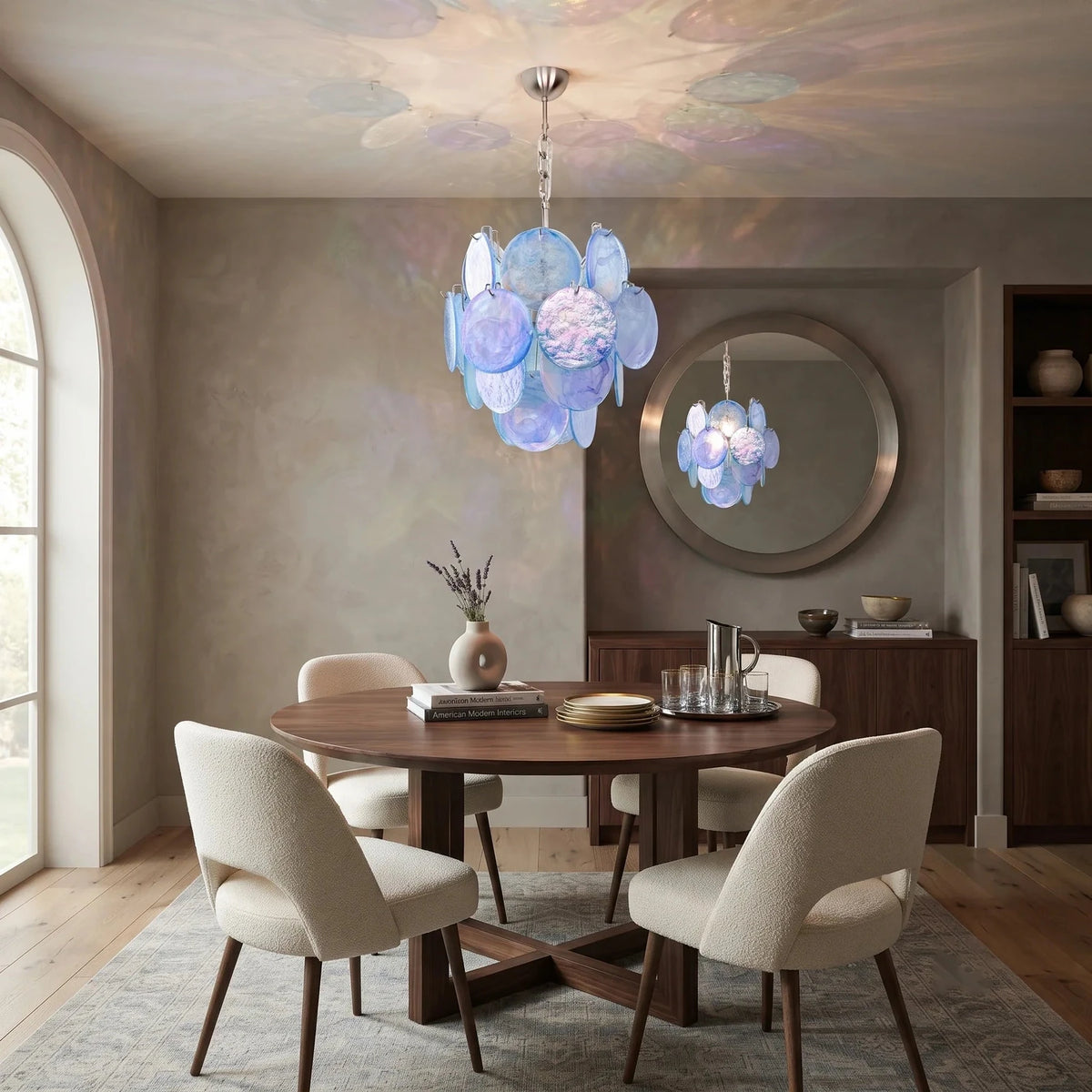 Celestial Disc Pendant Light in blue glass for Kitchen Island by AUVIELIGHT