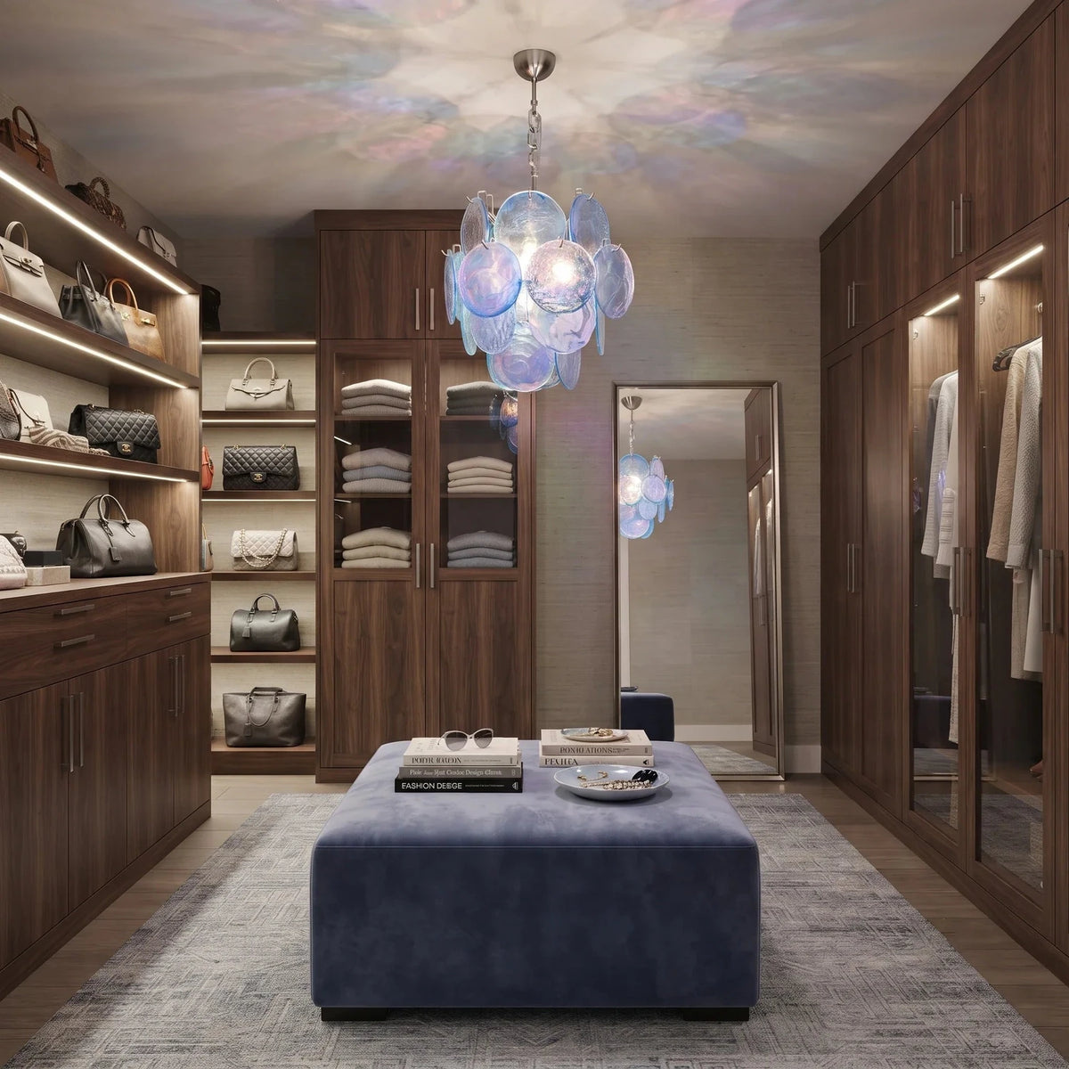Celestial Disc Pendant Light in blue glass for Kitchen Island by AUVIELIGHT