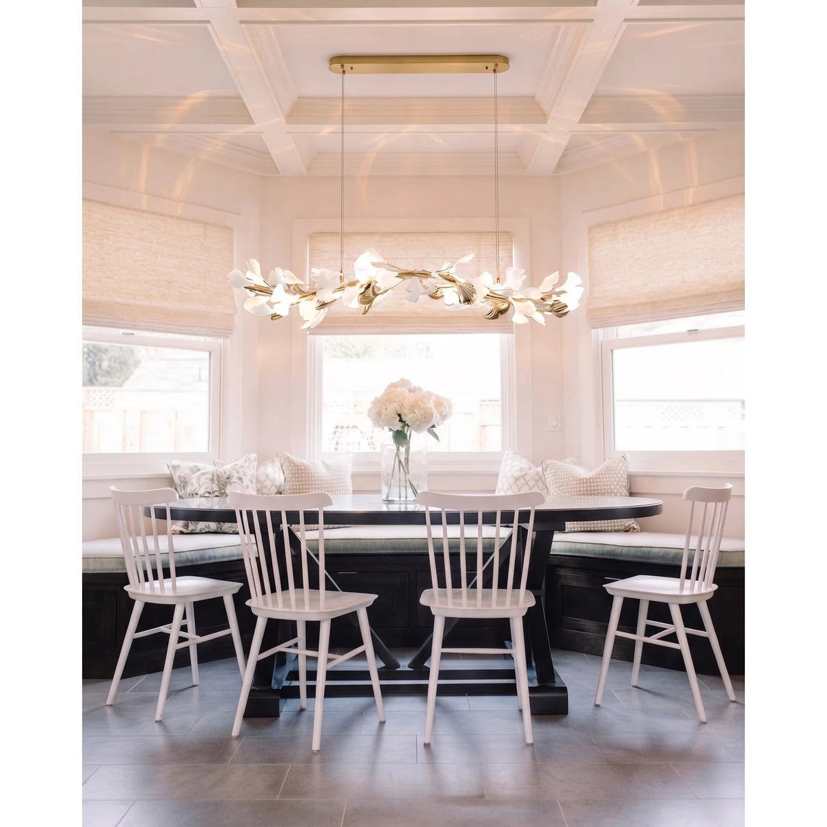 Ceramic Ginkgo Leaf Branch Chandelier light fixture by AUVIELIGHT
