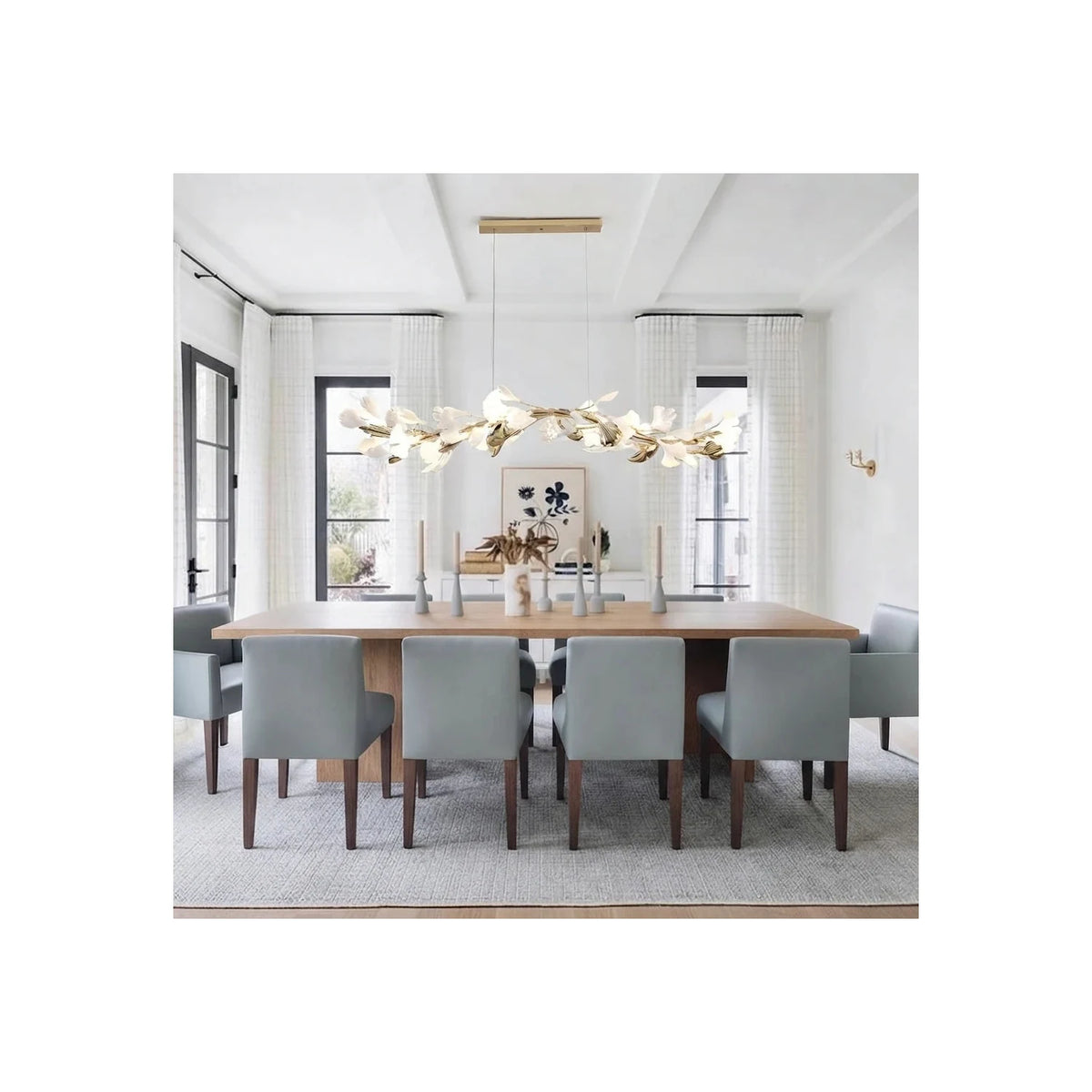 Ceramic Ginkgo Leaf Branch Chandelier light fixture by AUVIELIGHT